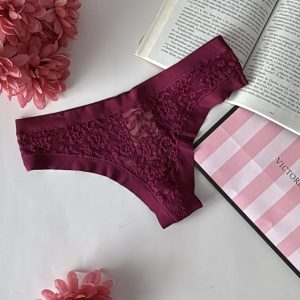 Tanga de Encaje Floral Burgund
